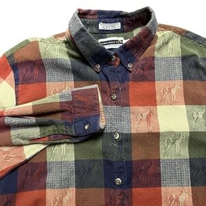 Panhandle slim Rough Stock Western Wear Button Up Plaid Horse Shirt Size XL 9800